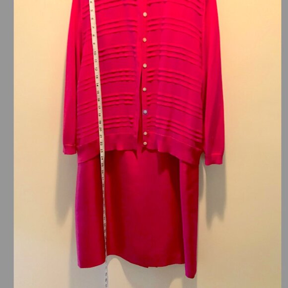Talbots dress -  Fuschia silk  sleeveless dress + matching cardigan, size 14 - Picture 5 of 9